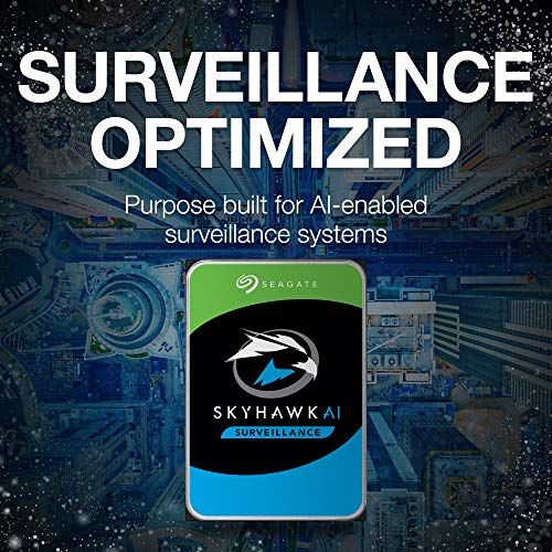 Seagate Skyhawk AI 14TB Surveillance Internal Hard Drive HDD–3.5 Inch SATA 6Gb/s 256MB Cache with Drive Health Management + 3-Year Rescue Service (ST14000VE0008)