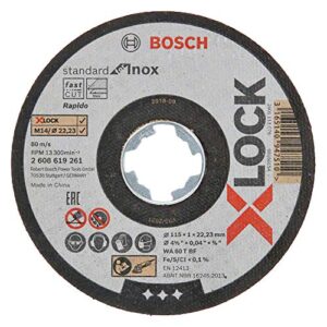 bosch professional 2608619266 pack of 10 straight cutting disc standard (for inox, x-lock, diameter 115 mm, bore diameter 22.23 mm, thickness 1 mm)