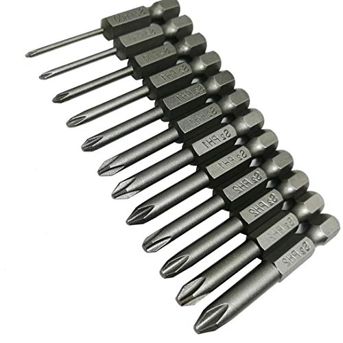 YDLQWCZ Phillips Cross Screwdriver Bits, 12Pcs 1/4 Hex Shank Magnetic Cross Phillips Screw Head Screwdriver Bits Electric Screwdriver Set Power Tools | 2 inch length