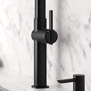 Kohler R22153-SD-BL Rune Single Handle Kitchen Faucet with Pull Down Sprayer and Soap Dispenser, Matte Black