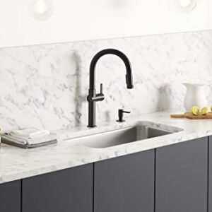 Kohler R22153-SD-BL Rune Single Handle Kitchen Faucet with Pull Down Sprayer and Soap Dispenser, Matte Black