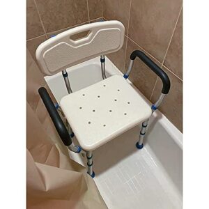 GreenChief Shower Chair with Arms and Backrest Removable, Narrow Shower Stool for Bathtub, Bath Seat Bench Adjustable Small Shower Seat for Inside Shower Stall - Elderly, Seniors, Handicap, Bariatric