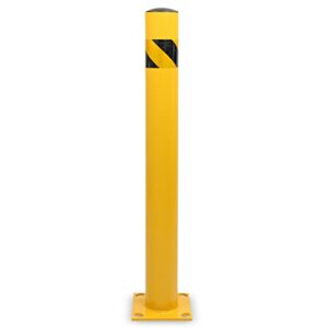 bisupply safety bollard post parking barrier 1 pack - 42in yellow pipe bolt down bollard for garage lot