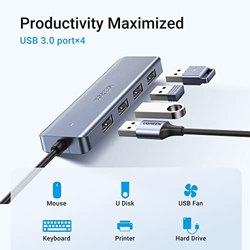 UGREEN USB C Hub 4 Ports, USB C to USB Hub with 4 USB 3.0, Powered USB C Splitter for Laptop, MacBook Pro, iMac, iPad Pro, Chromebook, Dell XPS, iPhone 15/15 Pro, Galaxy S23, and More, 0.5FT