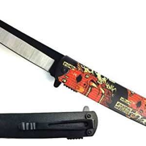 Falcon Spring Assisted Open Pocket Folding Knife with Japanese Culture Art Design Handle for Collection, Gift, Hunting, Fishing, Camping and Daily Used (Oni)