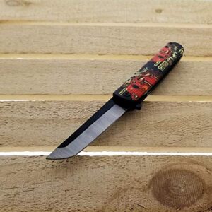 Falcon Spring Assisted Open Pocket Folding Knife with Japanese Culture Art Design Handle for Collection, Gift, Hunting, Fishing, Camping and Daily Used (Oni)