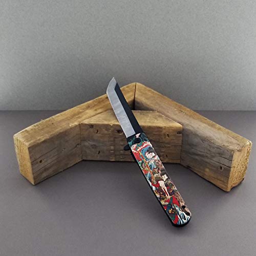 Falcon Spring Assisted Open Pocket Folding Knife with Japanese Culture Art Design Handle for Collection, Gift, Hunting, Fishing, Camping and Daily Used (Ronin)