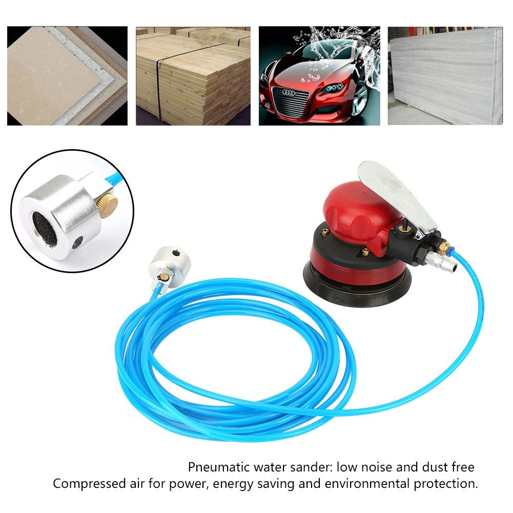 SY-8127 Pneumatic Water Sander 5" Disc Practical Air Polisher Grinding Machine Kit with Inlet Joint and Water Pipe