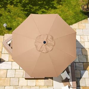 ABCCANOPY 9ft Outdoor Umbrella Replacement Top Suit 8 Ribs (Khaki)