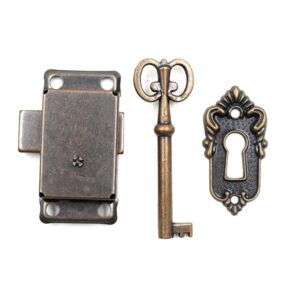 lc lictop cabinet cupboard decorative lock case box lock with key replacement antique lock(1 set)