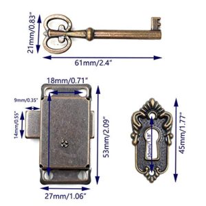 LC LICTOP Cabinet Cupboard Decorative Lock Case Box Lock with Key Replacement Antique Lock(1 Set)