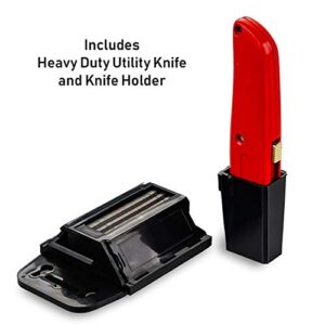 CANOPUS Utility Knife Blades Dispenser with Retractable Utility Knife, Heavy Duty Single Edge Sharp Razor Blades, Made in USA, Pack of 100