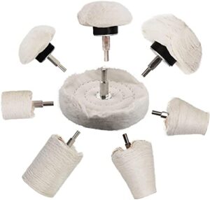 anahaf buffing wheel for drill - 8 pcs polishing wheel cone/column/mushroom/t-shaped wheel polishing kit with 1/4 handle