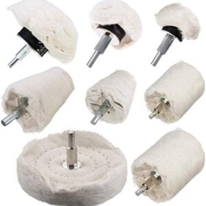 ANAHAF Buffing Wheel for Drill - 8 Pcs Polishing Wheel Cone/Column/Mushroom/T-Shaped Wheel Polishing Kit with 1/4 Handle