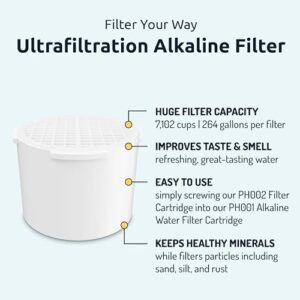 Invigorated Water Ultrafiltration Alkaline Filter - Alkaline Water Filter Replacement for Alkaline Water Filter Pitcher - pH002 Alkaline Pitcher Cartridge Alkaline Water System - Lasts 1000 L (1 Pack)