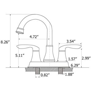 Friho Centerset Lead-Free Modern Commercial 2-Handle Brushed Nickel Bathroom Faucet, 4 inch RV Bathroom Sink Faucet 3 Hole Bath Vanity Faucets with Drain Stopper and Water Hoses