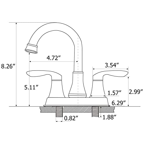 Friho Centerset Lead-Free Modern Commercial 2-Handle Brushed Nickel Bathroom Faucet, 4 inch RV Bathroom Sink Faucet 3 Hole Bath Vanity Faucets with Drain Stopper and Water Hoses