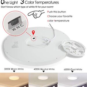 TALOYA Flush Mount 12 Inch Ceiling Light (Milk White Shell), 20W Surface Mount LED Light Fixture for Bedroom Kitchen,3 Color Temperatures in One（3000k/4000k/6500k),0.94 Inch Thickness Round