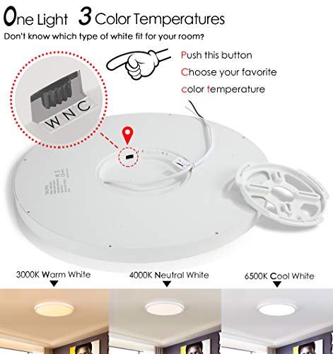 TALOYA Flush Mount 12 Inch Ceiling Light (Milk White Shell), 20W Surface Mount LED Light Fixture for Bedroom Kitchen,3 Color Temperatures in One（3000k/4000k/6500k),0.94 Inch Thickness Round