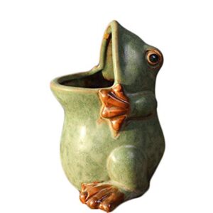 MONMOB Ceramic Frog Shaped Plant Pot/Bonsai Pot/Flower Pot/Succulent Planter Multipurpose Pot