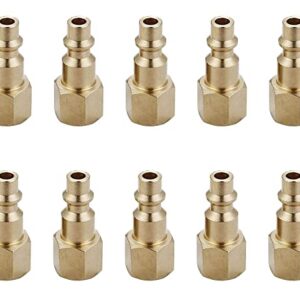 T TANYA HARDWARE Air Hose Fittings And Quick Connect Air Fittings, 1/4 Inch NPT Brass Female Air Coupler Plug (10 Piece) Industrial Type D, Air Compressor Fittings