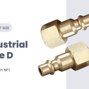 T TANYA HARDWARE Air Hose Fittings And Quick Connect Air Fittings, 1/4 Inch NPT Brass Female Air Coupler Plug (10 Piece) Industrial Type D, Air Compressor Fittings