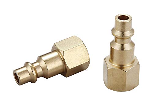 T TANYA HARDWARE Air Hose Fittings And Quick Connect Air Fittings, 1/4 Inch NPT Brass Female Air Coupler Plug (10 Piece) Industrial Type D, Air Compressor Fittings