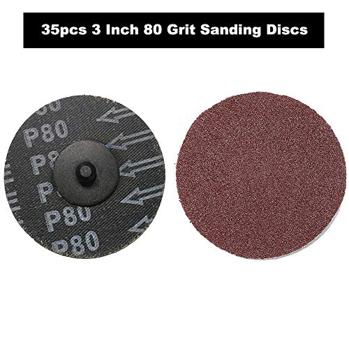 Saiper 35pcs 3 Inch 80 Grit Sanding Discs Roll Lock Aluminium Oxide Sanding and Grinding Discs for Surface Prep Strip Grind Polish Finish Burr Rust Paint Removal