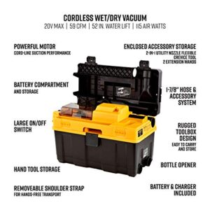 Vacmaster - DVTB204 0201 Professional DVTB201 0201 4-Gallon 20V Cordless Wet/Dry Shop Vacuum