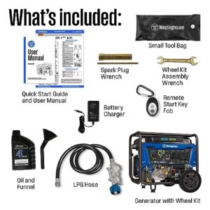 Westinghouse Outdoor Power Equipment 12500 Peak Watt Dual Fuel Home Backup Portable Generator, Remote Electric Start, Transfer Switch Ready, Gas and Propane Powered, CARB Compliant