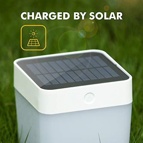 LUTEC Table Cube Light 100 Lumen 1 Watt 3 LED Simple Touch-Button Operation 3 Step Dimmer Portable & Moveable Solar Table Light Outdoor,Waterproof Exterior Atmosphere Lighting for Patio, Tent