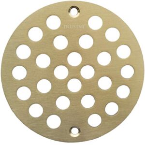 trustmi 4 inch screw-in shower drain cover replacement floor strainer,brushed gold
