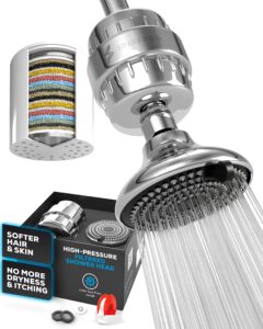 sparkpod luxury filtered shower head set 23 stage shower filter - removes chlorine and heavy metals - 3 spray settings shower head filter for hard water - showerhead with filter (polished chrome)