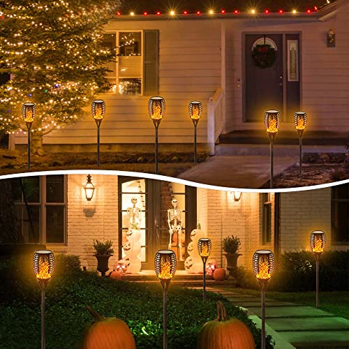 EOYIZW Solar Lights Outdoor 4 Pack, 99 LEDs Solar Torch Light with Flickering Flame- IP65 Waterproof Solar Garden Lights, Solar Powered Outdoor Lights for Porch Yard Patio Halloween Decorations