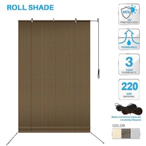 Patio Paradise Roll up Shades Roller Shade 7'Wx6'H Outdoor Shade Blind Pull Shade Privacy Screen for Patio Porch Deck Balcony Pergola Trellis Carport Brown