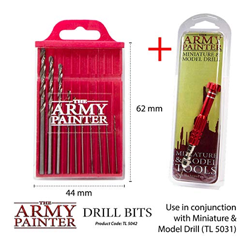 The Army Painter Drill Bit Set - 10 Small Drill Bits for Pin Vise Hand Drill - Wargamers Micro Drill Bit Set for Miniatures- Mini Twist Drill Bits