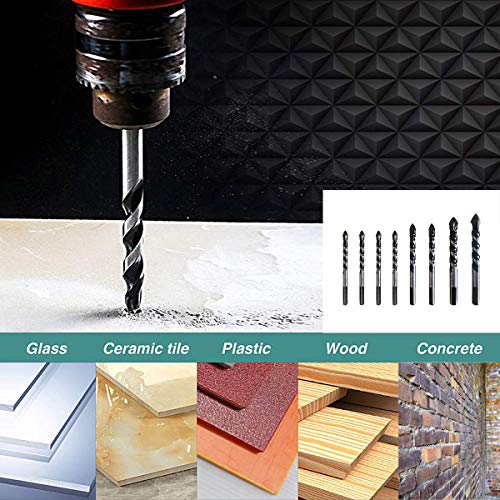 BAYICLAN Concrete Drill Bit Set,8 Pcs(6,6,6,6,8,8,10,12mm) Multi-Material Drill Bit Set for Tile,Brick,Glass,Plastic and Wood Tungsten Carbide Tip Best for Wall Mirror and Ceramic Tile on Concrete