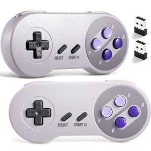 suily wireless usb controller for snes nes emulator, 2.4ghz usb gamepad classic game controller joypad for windows laptop pc mac raspberry pi system (2 pack)