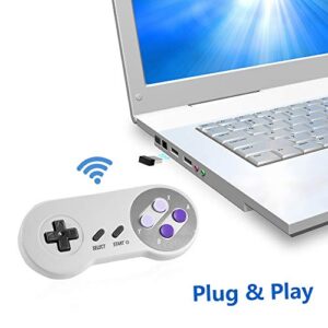 suily Wireless USB Controller for SNES NES Emulator, 2.4GHz USB Gamepad Classic Game Controller Joypad for Windows Laptop PC Mac Raspberry PI System (2 Pack)