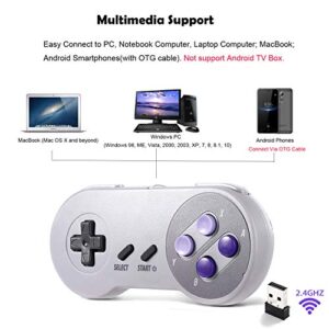 suily Wireless USB Controller for SNES NES Emulator, 2.4GHz USB Gamepad Classic Game Controller Joypad for Windows Laptop PC Mac Raspberry PI System (2 Pack)