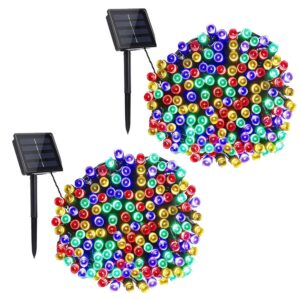 toodour solar christmas lights, 2 packs 72ft 200 led 8 modes solar string lights, waterproof solar outdoor christmas lights for garden, patio, fence, balcony, christmas tree decorations (multicolor)