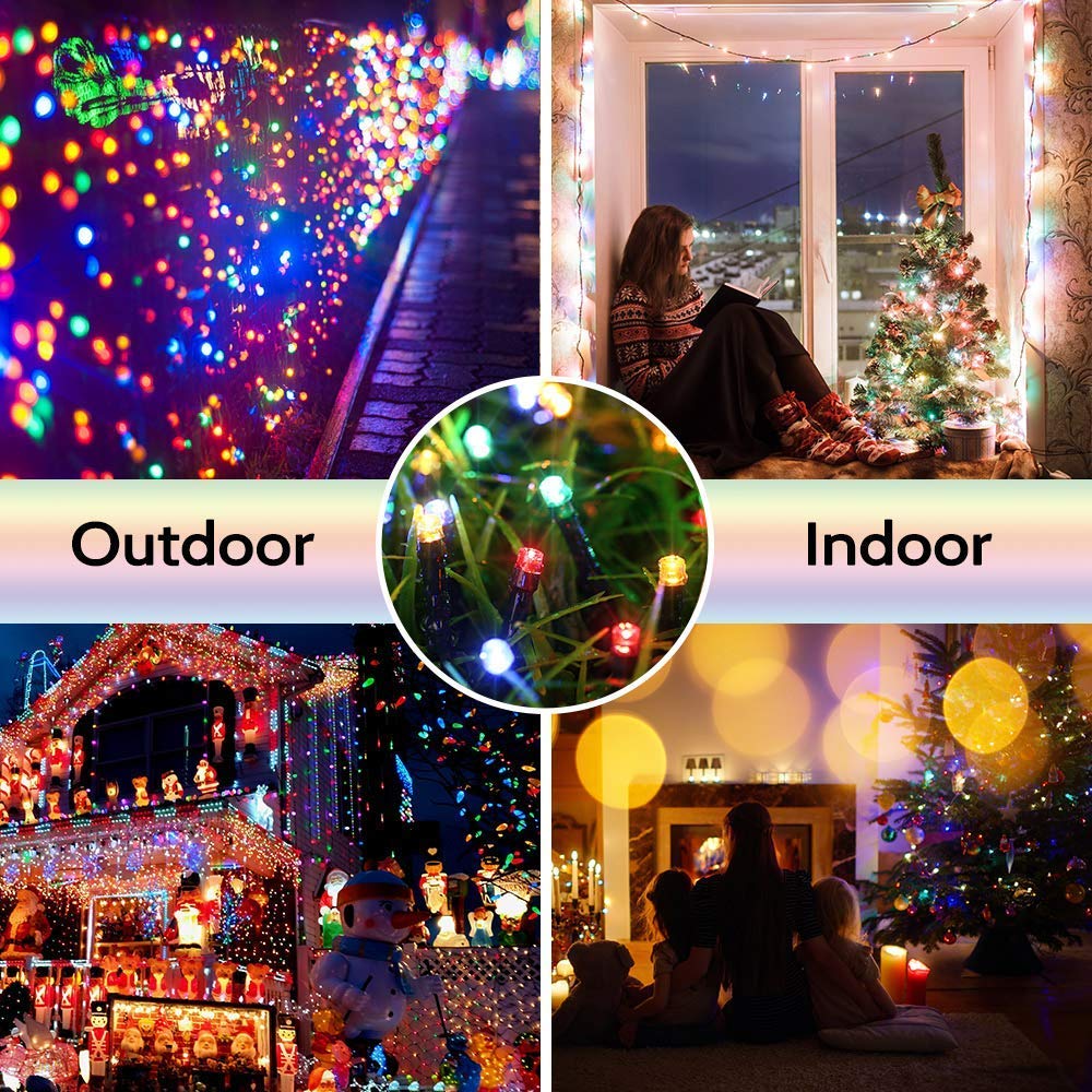 Toodour Solar Christmas Lights, 2 Packs 72ft 200 LED 8 Modes Solar String Lights, Waterproof Solar Outdoor Christmas Lights for Garden, Patio, Fence, Balcony, Christmas Tree Decorations (Multicolor)