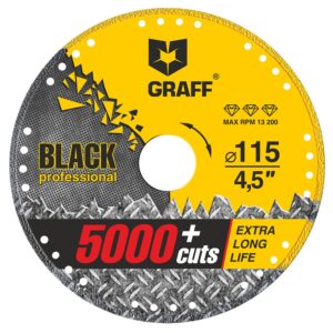 graff black cut off wheels 4 1/2 inch - diamond metal cutting disc for angle grinder 4.5 inch - 60x longer wheel life
