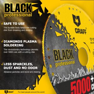 GRAFF Black Cut Off Wheels 4 1/2 Inch - Diamond Metal Cutting Disc for Angle Grinder 4.5 Inch - 60x Longer Wheel Life