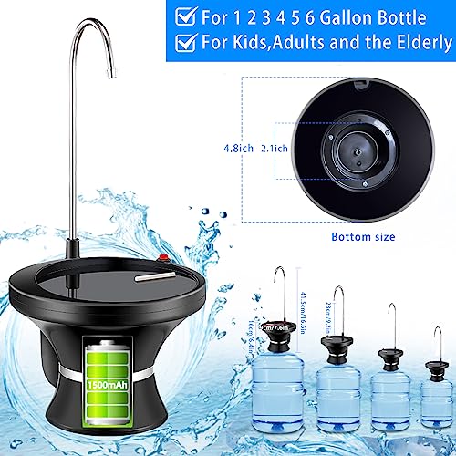 Christmas Water Dispenser, Automatic Electric Drinking Water Bottle Pump for 1-5 Gallon Jug– USB Rechargeable – Ultra-Hygienic BPA-Free Water Kettle Dispenser, Portable for Home Office Camping (black)