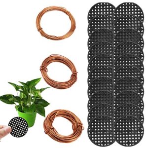 amatted bonsai tool set, 20 pcs 4.5cm round bonsai pot bottom grid mat mesh and 3 roll anodized aluminum wire soft diy jewelry crafts versatile painted metal cord for diy jewelry craft making