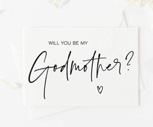 modern godmother to be card, will you be my godmother proposal gift, greeting card with envelope