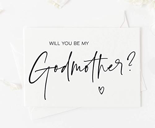 Modern Godmother to Be Card, Will You Be My Godmother Proposal Gift, Greeting Card with Envelope