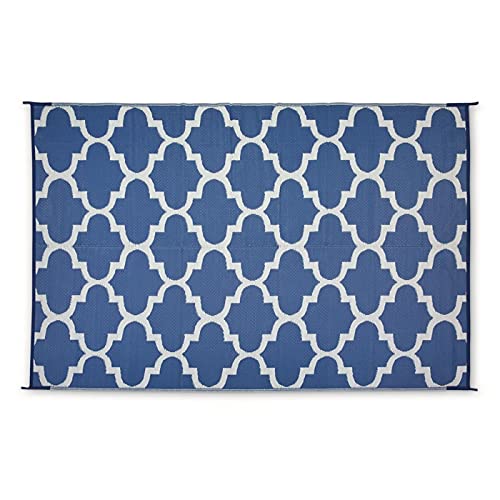 Guide Gear Moroccan Outdoor Rug Mat, Woven Plastic, Boho Bohemian, Patio Decor and Indoors, Blue, 9x18