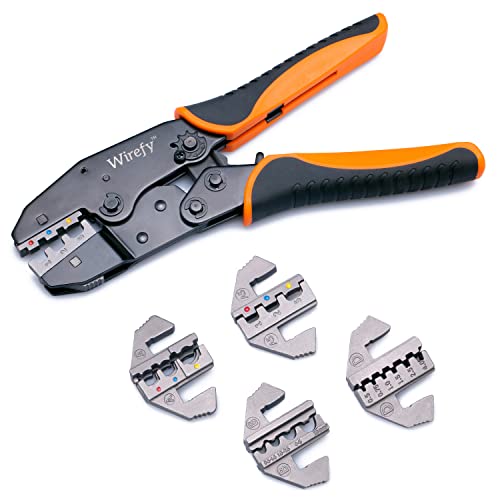 Wirefy Crimping Tool Set 5 PCS - Ratcheting Wire Crimper - For Heat Shrink, Nylon, Non-Insulated Connectors, Ferrule Terminals